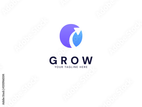 Modern grow Business with overlapping growth curved arrow in circle shape logo vector design concept. Growth logotype symbol for digital finance, ui, technology, investment, business, web, financial.