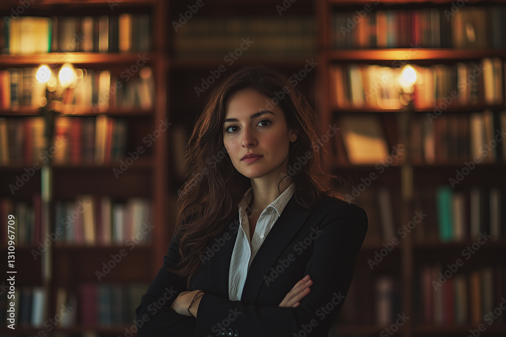 Confident Professional in Library Setting Confident Professional in Library Setting