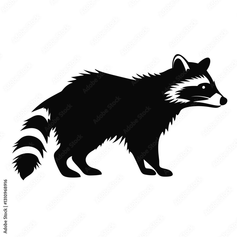 Obraz premium black silhouette of a raccoon