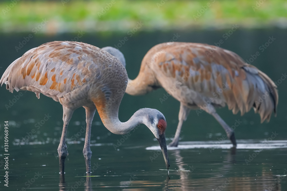 Naklejka premium Close up shot of Sand hill crane birds