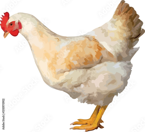 Realistic Farm Hen – Watercolor Style Poultry Illustration