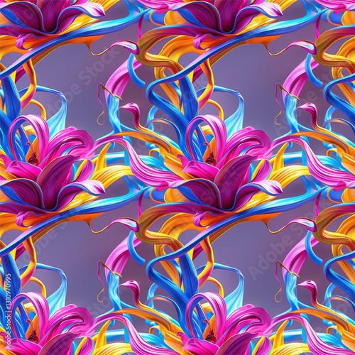 Vibrant colorful seamless floral pattern