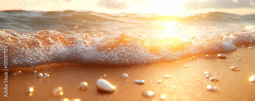 Golden Sunset Wave Illustration