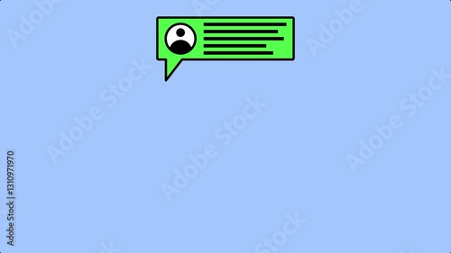 Chat Message Animation - Green Speech Bubbles on Blue Background