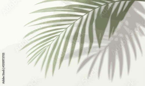 Minimalist Palm Leaf Shadow on Wall in Vector Style for Nature Decor Themes