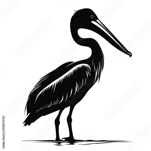 black silhouette of a pelican