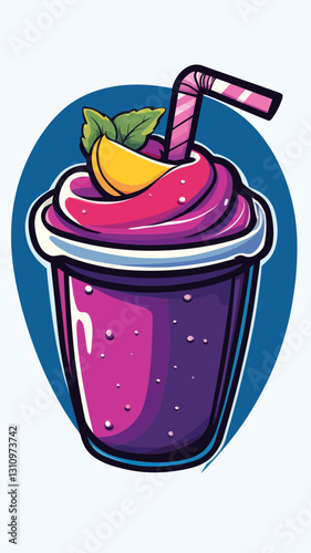 Colorful Milkshake and Slush Drink Logo Design in Flat Minimalist Vector Style