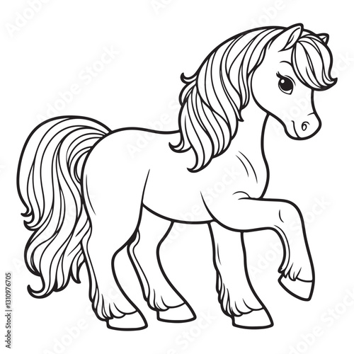 A drawing of a horse with a tail and tail Silhouettes black vector 