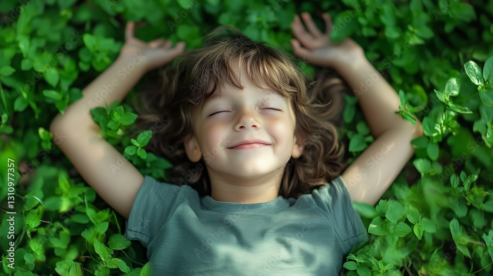 Eco-Friendly & Sustainable Living Child Playing in a Lush Green Park, Nature Awareness Eco-Friendly & Sustainable Living Child Playing in a Lush Green Park, Nature Awareness
