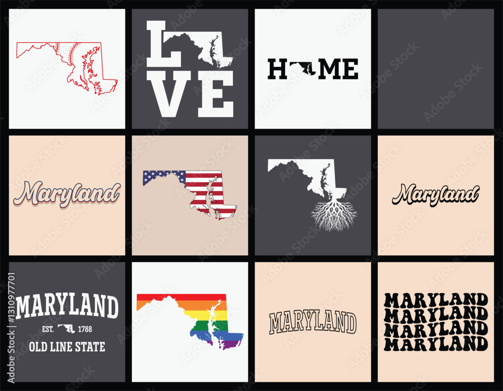 Obraz premium Maryland state t shirt design