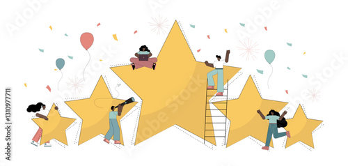 Five stars concept. Victory. Reward, success. High mark. First place. Prize laureate.eps