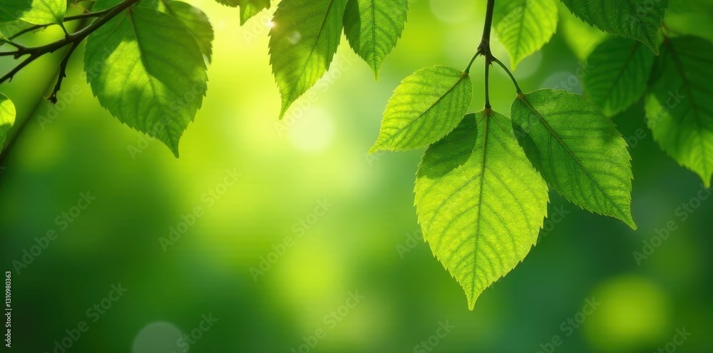 Vibrant new leaves on trees, fresh spring green , growth, spring, foliage Vibrant new leaves on trees, fresh spring green , growth, spring, foliage