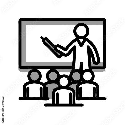 Teacher giving lecture to students icon
