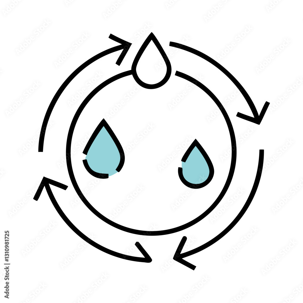 Water recycling with arrows icon Water recycling with arrows icon