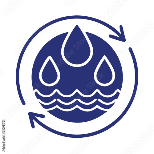 Dark blue water cycle with arrows design