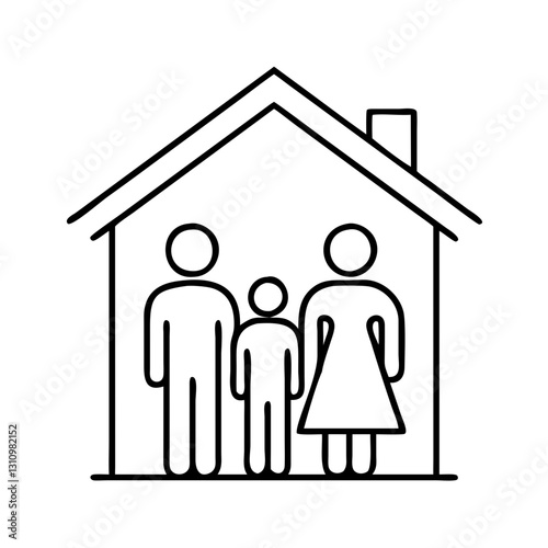 Family inside a house icon