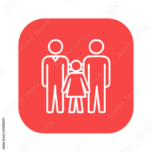 White family icon on a red square background