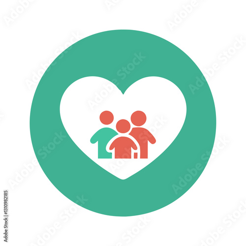 Family icon inside a heart-shaped symbol