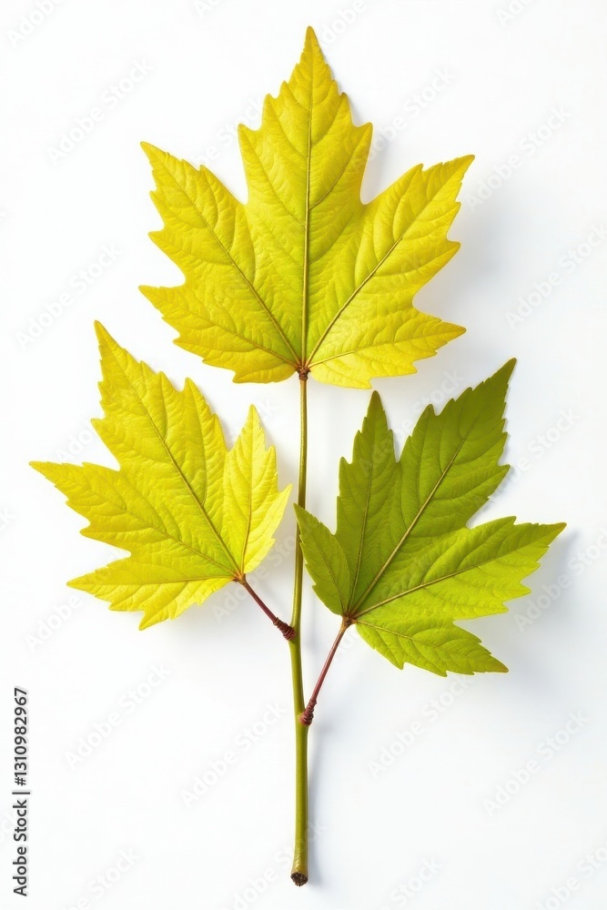 Bright, glossy beech leaves against pure white, ecology, spring foliage, plant detail Bright, glossy beech leaves against pure white, ecology, spring foliage, plant detail