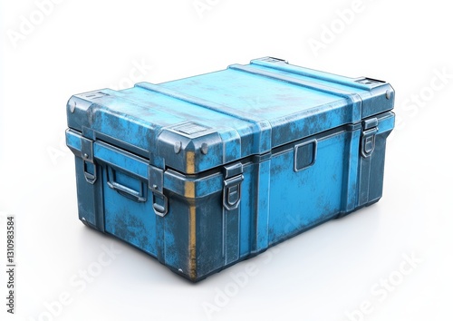 Blue Military Supply Crate on White