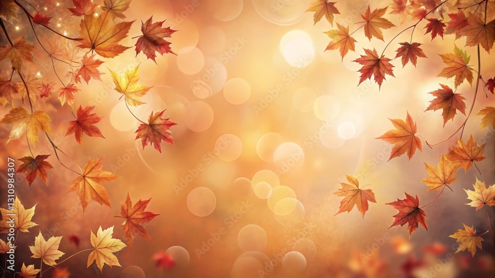Autumnal leaves gently falling on a warm, sunlit background, creating a serene and peaceful autumn scene. Autumnal leaves gently falling on a warm, sunlit background, creating a serene and peaceful autumn scene.