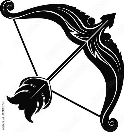 Modern and stylish bow and arrow silhouette vector art, bow and arrow line art vector icon design