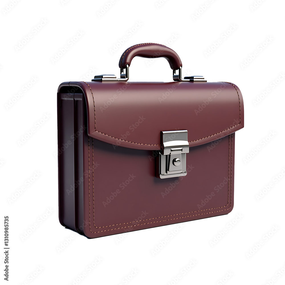 Elegant brown leather briefcase with silver lock and handle for business professionals Elegant brown leather briefcase with silver lock and handle for business professionals