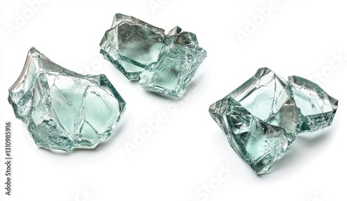 Wallpaper Mural Shattered glass fragments on white background Torontodigital.ca