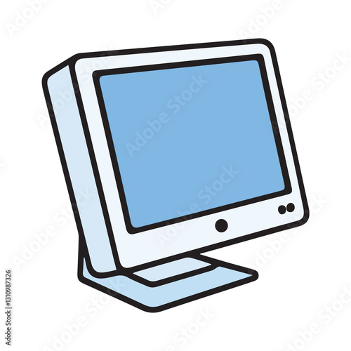 Cute cartoon illustration of a vintage computer monitor