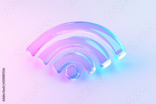 3D WiFi symbol, holographic, pastel colors