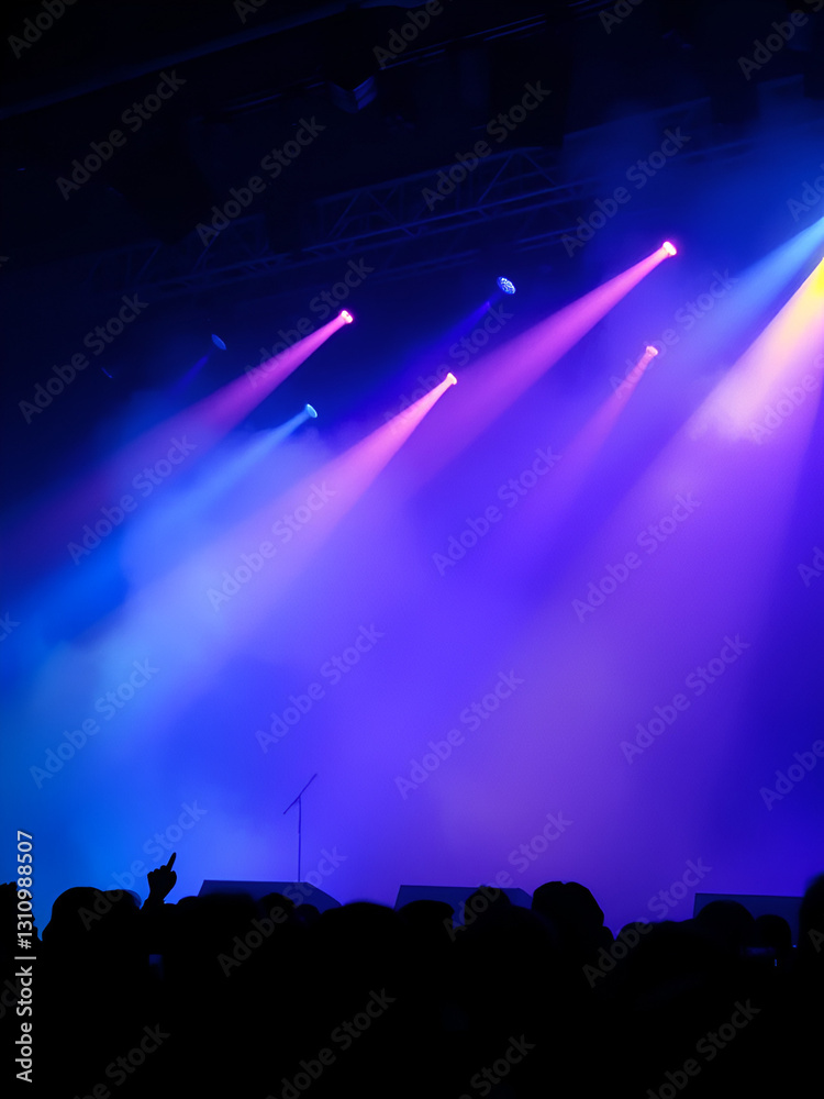 Naklejka premium Dramatic Stage Lighting Vibrant Fog Effect Performance