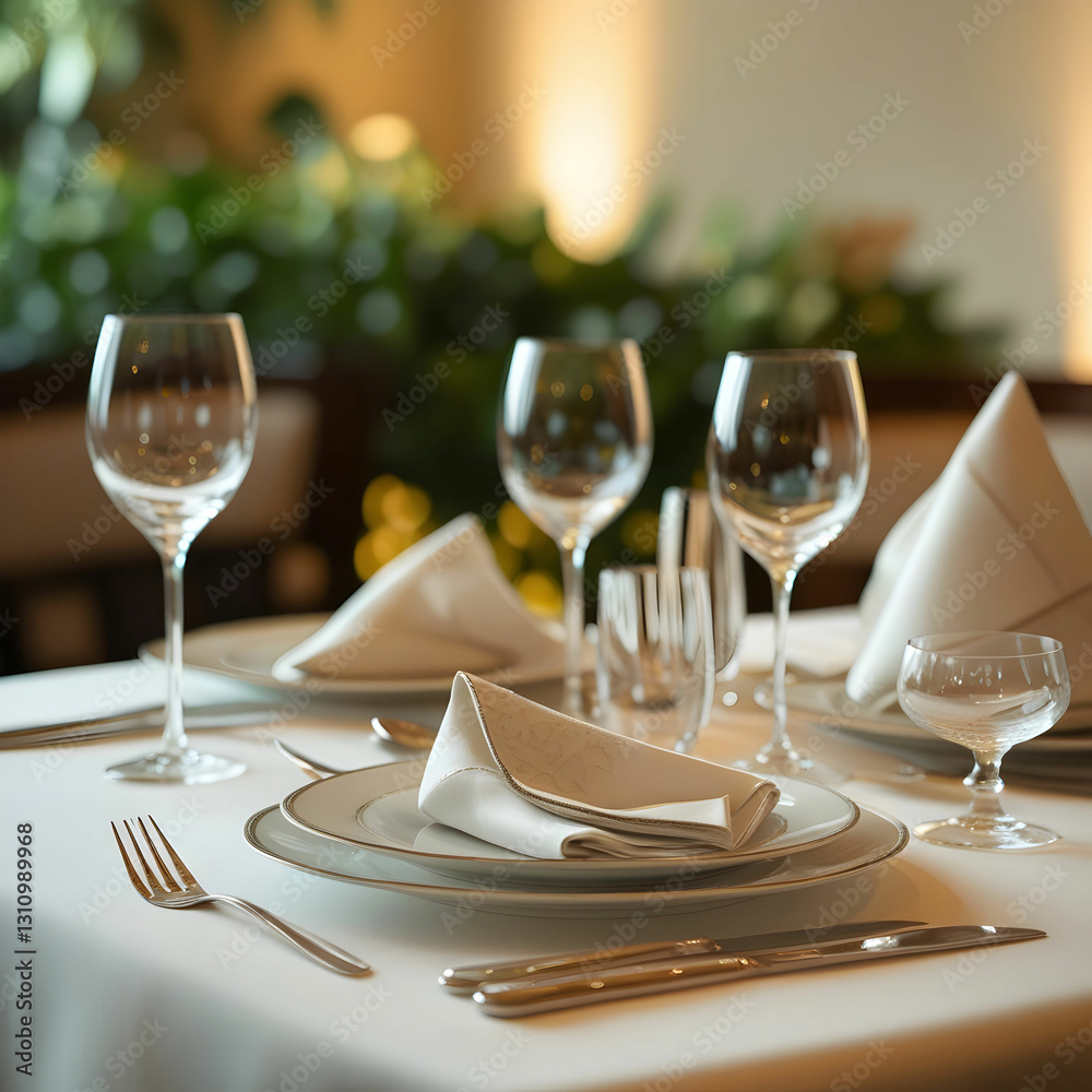 Fototapeta premium Cutlery and setting at restaurant