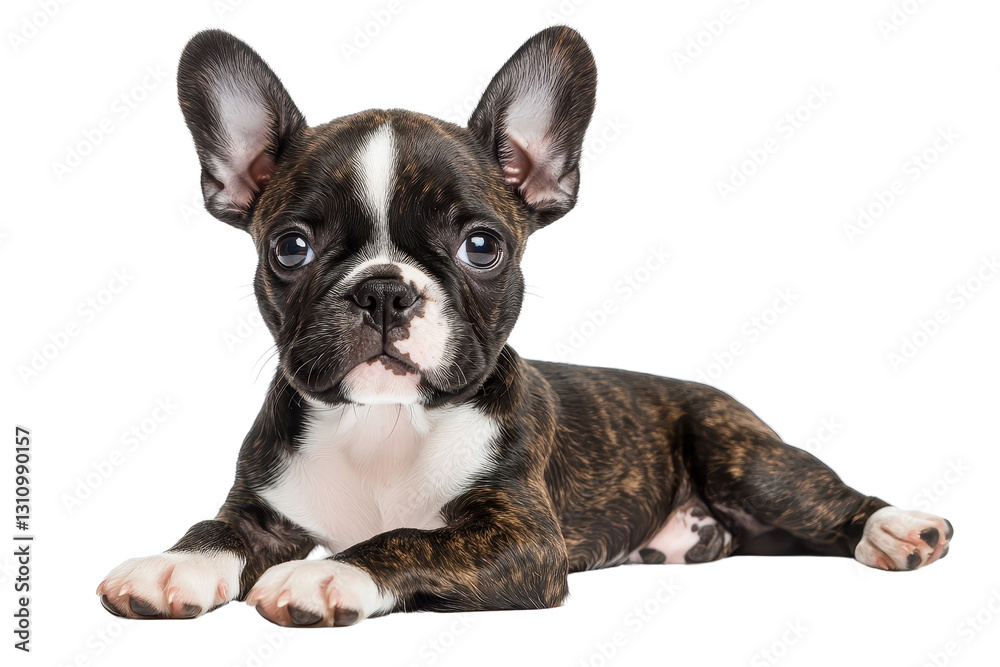 A baby Boston Terrier, isolate on white background, with soft fur and an innocent expression, radiating cuteness. PNG A baby Boston Terrier, isolate on white background, with soft fur and an innocent expression, radiating cuteness. PNG