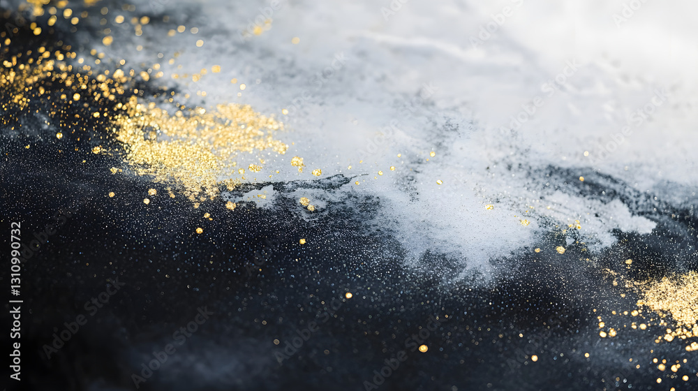 Obraz premium Black gold ink abstract flowing background