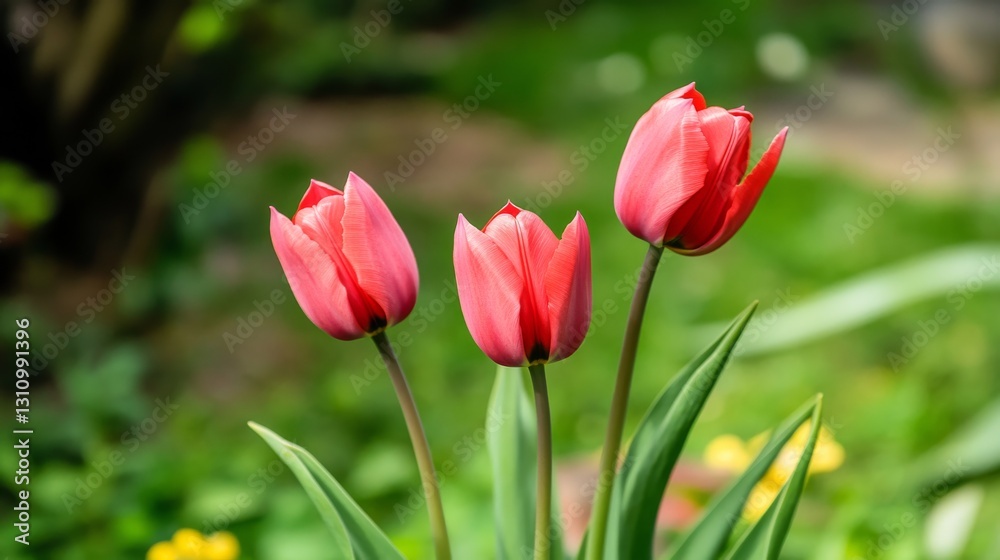 Vibrant spring tulips in full bloom with colorful petals against a soft natural background. Beautiful seasonal floral arrangement symbolizing love, renewal, and happiness. Vibrant spring tulips in full bloom with colorful petals against a soft natural background. Beautiful seasonal floral arrangement symbolizing love, renewal, and happiness.
