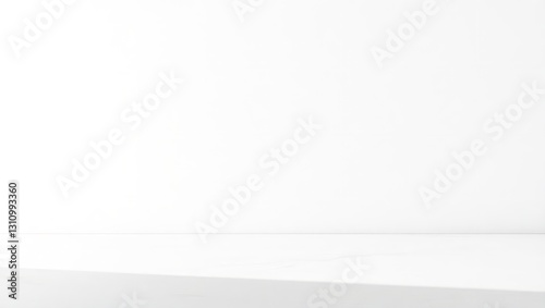 Empty White Rounded Pedestal Stage Background with Good Bright Lighting for Product Placement
