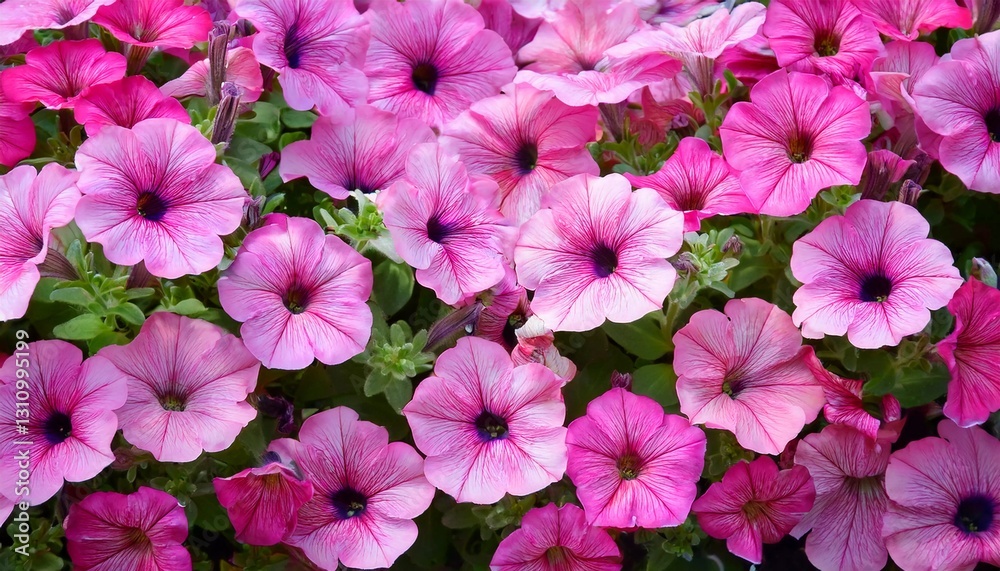 A stunning close-up of pink petunia flowers in full bloom, showcasing delicate petals with purple veins. A perfect floral background for gardening, nature, and botanical-themed projects. A stunning close-up of pink petunia flowers in full bloom, showcasing delicate petals with purple veins. A perfect floral background for gardening, nature, and botanical-themed projects.