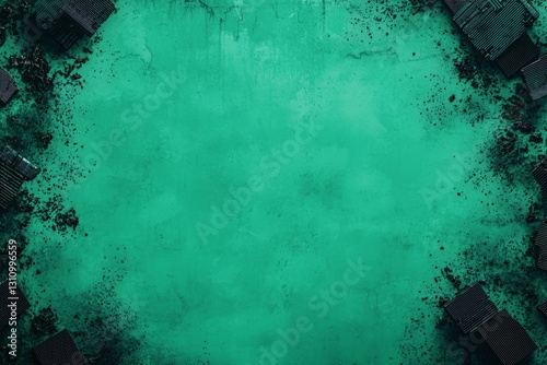 Vibrant Green Textured Background with Dark Edges for Design Use