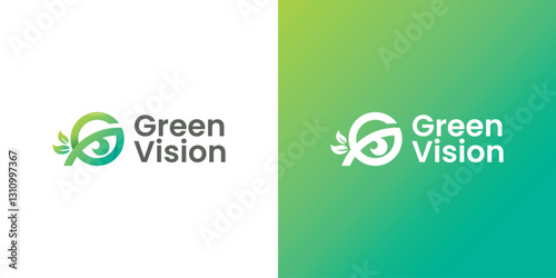 nature green eye g letter logo vector