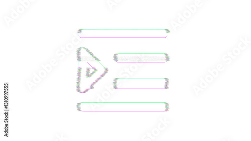 Icon indent is distorted. Glitch. Noise, chromatic aberration, geometric distortion