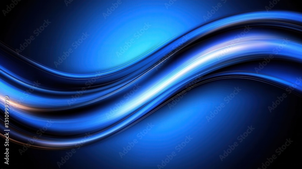 Fototapeta premium Smooth Blue Wave Background with Subtle Light Highlights in Motion