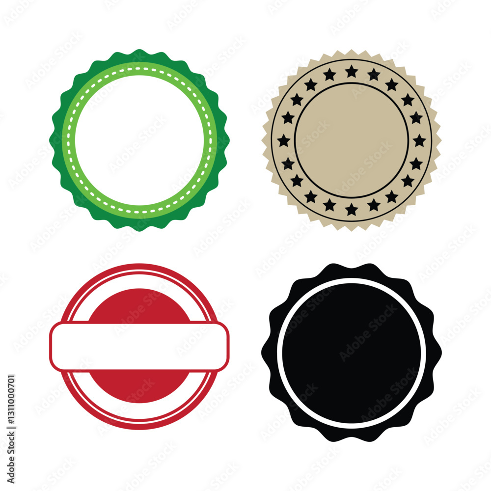 Blank stamp icons and seals with circular badges in gold and black featuring geometric shapes and minimal clean lines Blank stamp icons and seals with circular badges in gold and black featuring geometric shapes and minimal clean lines