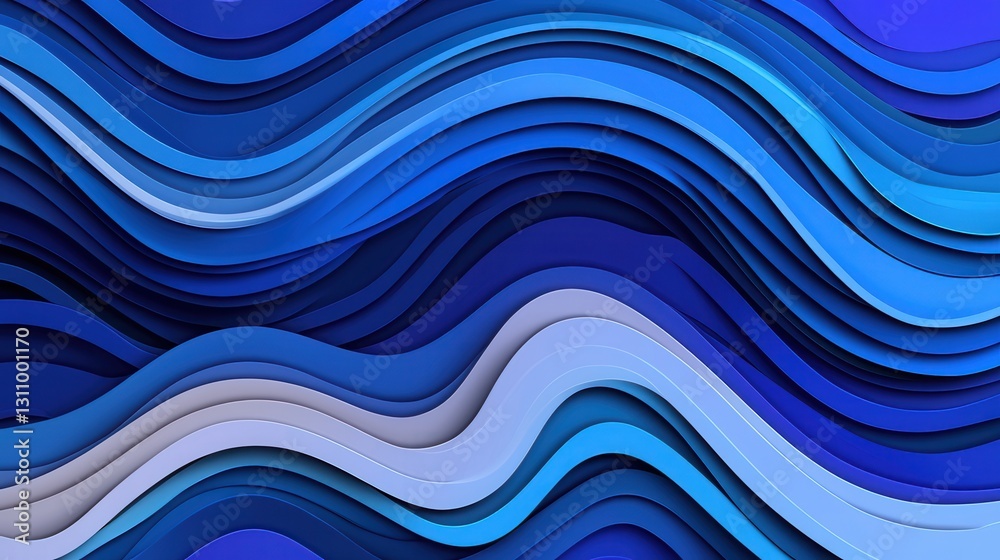 Abstract Blue Waves in Layered Paper Texture Background Design Abstract Blue Waves in Layered Paper Texture Background Design