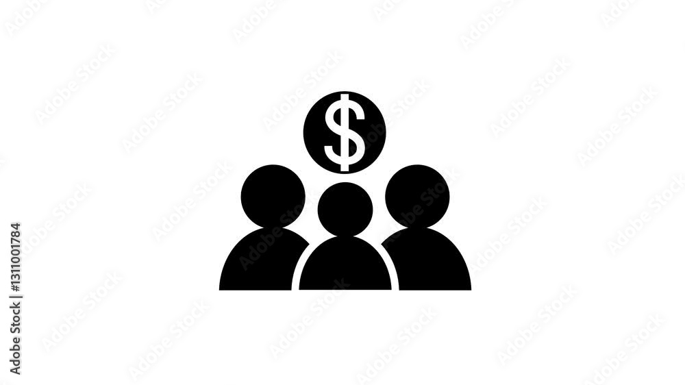 Two parson with a speech bubble containing a dollar sign icon animated on a white background. Two parson with a speech bubble containing a dollar sign icon animated on a white background.