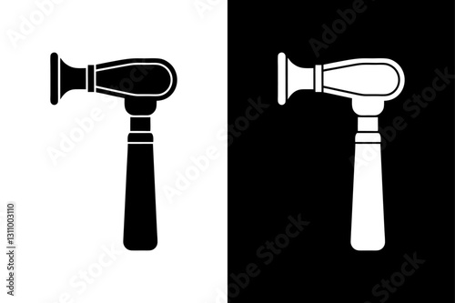 Classic Otoscope Icon Black and White Silhouette Vector for Ear Health & Examination.