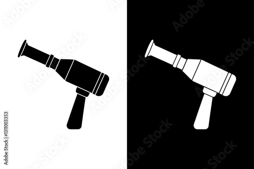 Classic Otoscope Icon Black and White Silhouette Vector for Ear Health & Examination.