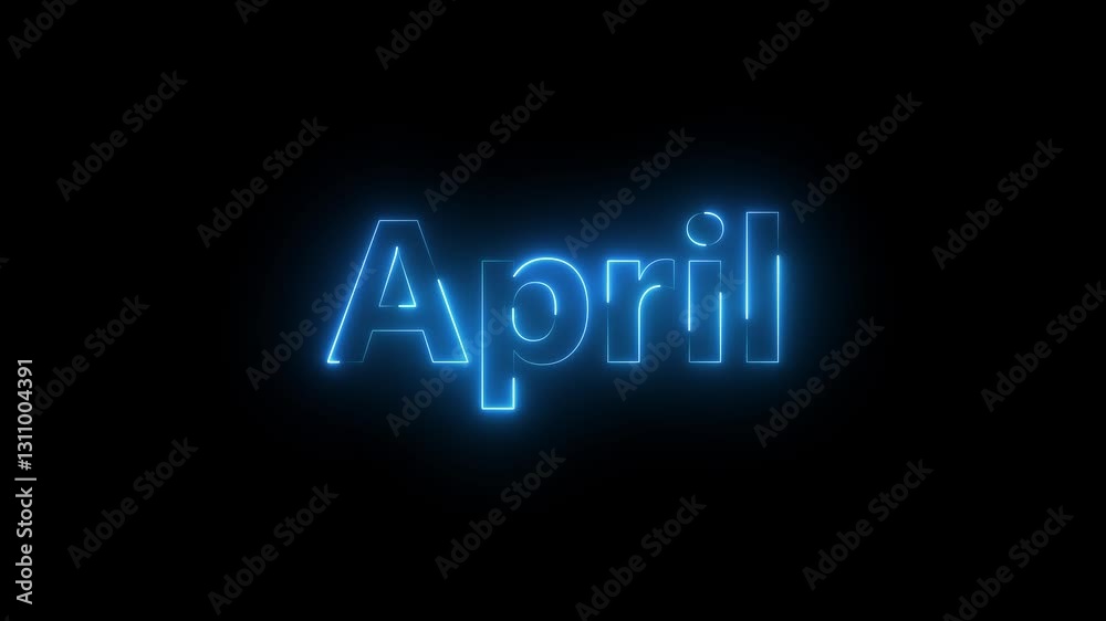 Abstract glowing text month April light neon effect background.Day of month with transparent background.