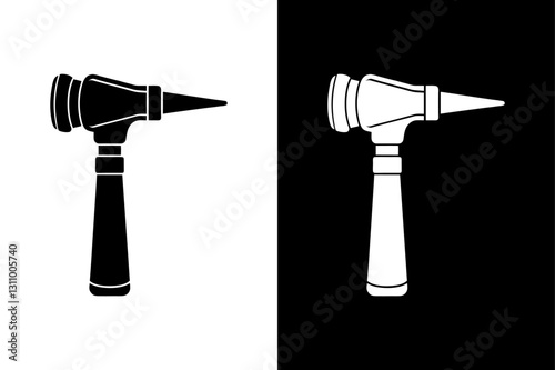 Black and White Otoscope Silhouette Perfect for Medical & Healthcare Designs.