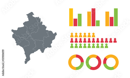 Detailed Map Infographic of Kosovo