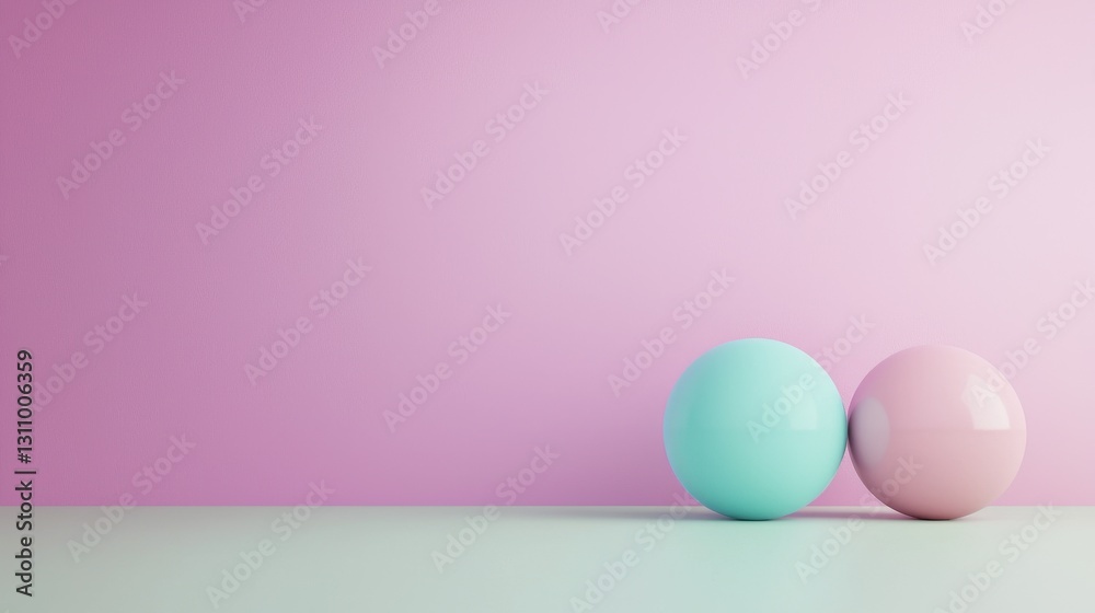 Soft pastel spheres on a gentle pink background with minimalistic design Soft pastel spheres on a gentle pink background with minimalistic design